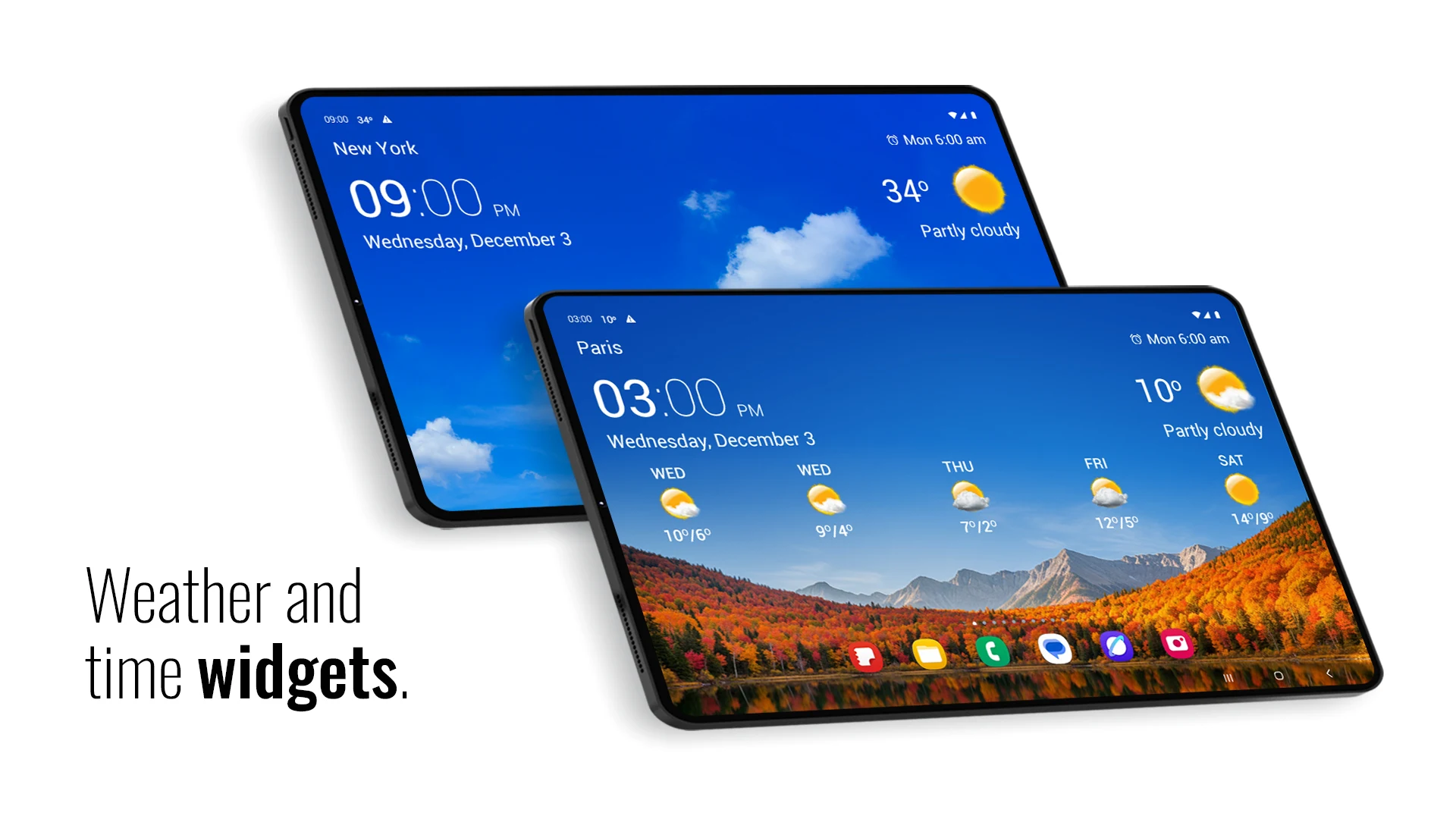 Transparent clock and weather screenshot
