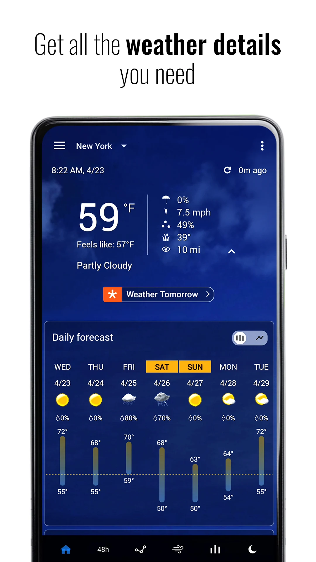 Transparent clock and weather screenshot